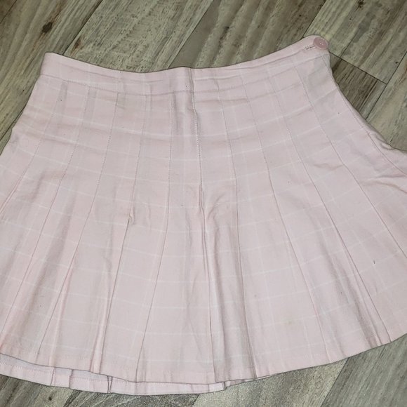 Forever 21 Pink Pleated Plaid/Tartan Skirt/Kilt
